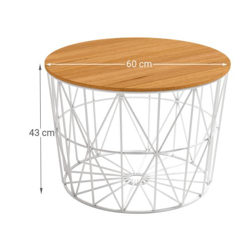 Mesa de Centro Redonda ATLÁNTICO con Base Metálica Blanca