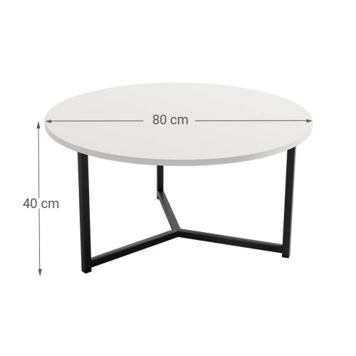 Mesa de Centro Redonda PACÍFICO con Patas de Metal Negro