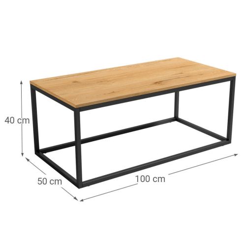 Mesa de Centro Rectangular PACÍFICO con Patas de Metal Negro