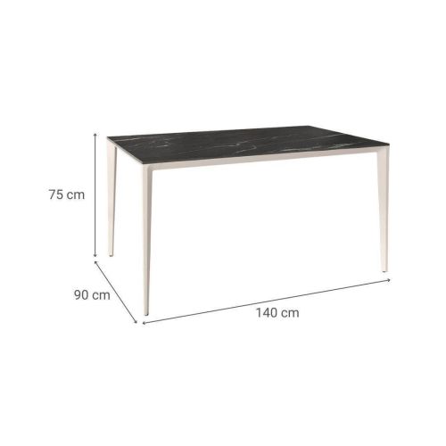 Mesa de Comedor Fija 140x90 Estructura Metálica Marfil Cortés