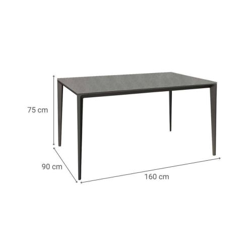 Mesa de Comedor Fija 160x90 Estructura Metálica Negra Cortés