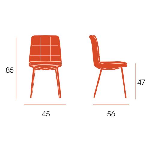 Silla de Comedor TORINO Tapizada con Patas Metálicas Marfil CG2154NA