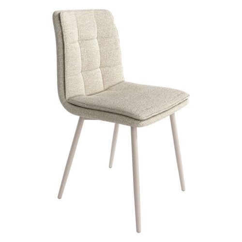 Silla de Comedor TORINO Tapizada con Patas Metálicas Marfil CG2154NA
