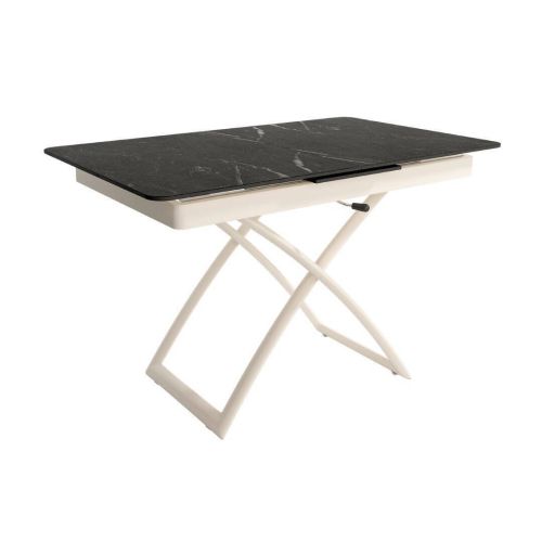Mesa Elevable LENA Extensible con Sobre Porcelánico Estructura Marfil