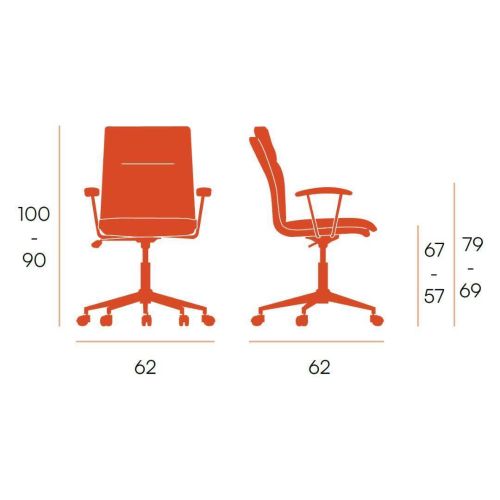 Silla Giratoria BASEL Tapizada con Patas Metálicas