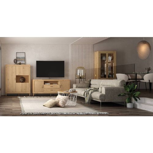 Composición de salón MOON EVO Nº 6 de Melamina y Acabado Roble