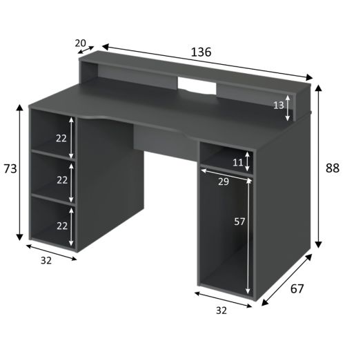Escritorio para ordenador gaming de melamina gris antracita 004601Z