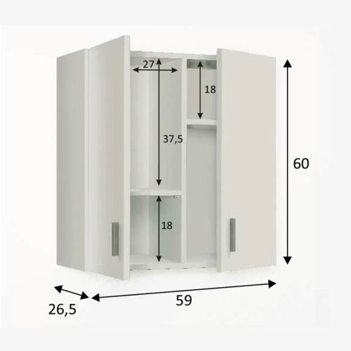 Armario auxiliar blanco de 2 puertas para colgar acabado blanco 005148O