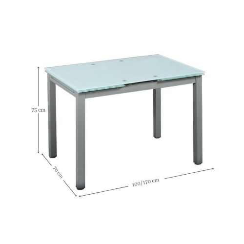 Mesa de Cocina Extensible 100x70 cm con Cristal Templado