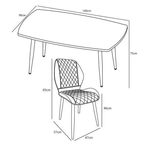 Conjunto de Comedor HUDSON SELMA Mesa y 4 Sillas