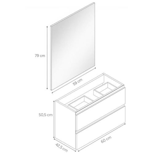 Conjunto de Baño FAMILY TECH con 2 Cajones Gris Dove 60 cm