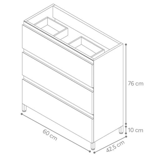 Mueble de Baño FAMILY TECH de 60 cm con 3 Cajones