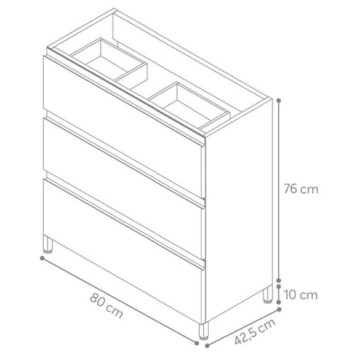 Mueble de Baño FAMILY TECH de 80 cm con 3 Cajones
