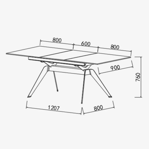 Mesa de Comedor Extensible LULA de Metal y Cerámica Negra