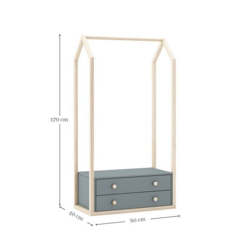 Perchero Montessori con Cajones ESTEBAN de color Verde Kaki