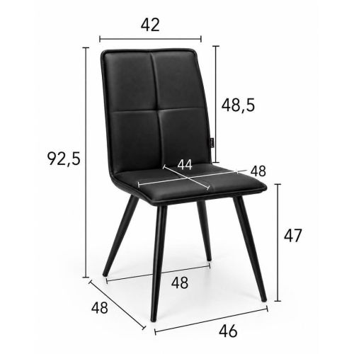 Silla de Comedor CANDELA Acolchada en Ecopiel con Acero Negro
