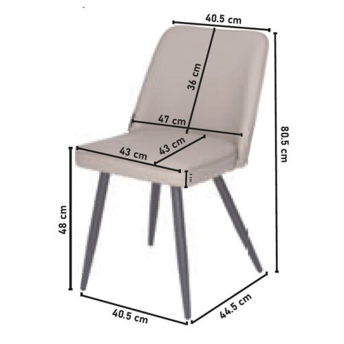 Silla de Comedor BIZNAGA Tapizada con Patas de Acero Negro