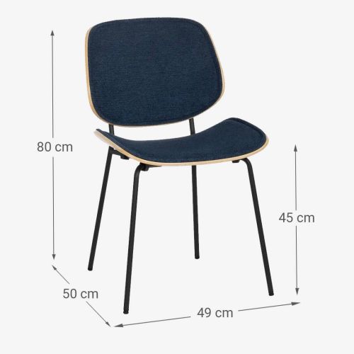 Silla de Comedor de Madera SPOOK con Tejido Azul Marino 609458