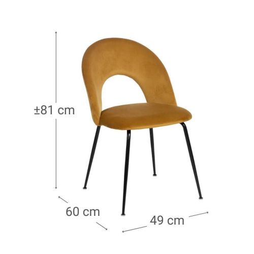 Silla de Comedor con Patas en Negro y Asiento Tapizado