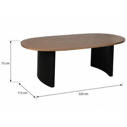 Mesa Comedor de Madera de Fresno y Metal Negro-Natural 612170
