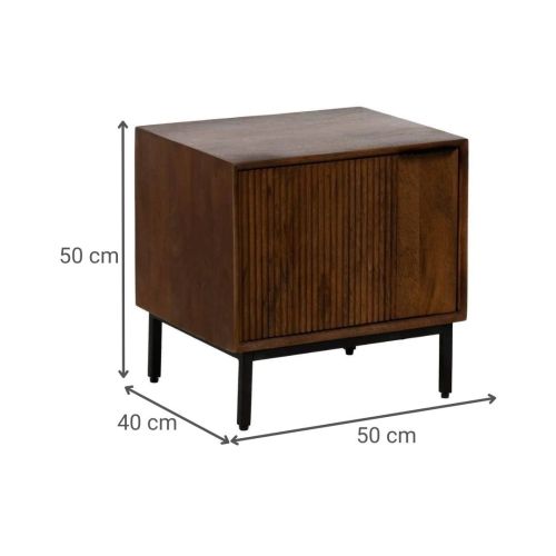Mesita Auxiliar Dormitorio de Madera de Mango y Estructura Metálica 50 cm 612714