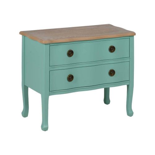 Mesita de Noche Vintage con Cajones de Madera color Turquesa 80 cm 613460