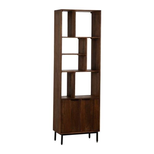 Estantería Alta de Madera de Mango con Puertas y Compartimentos 60 cm 612719