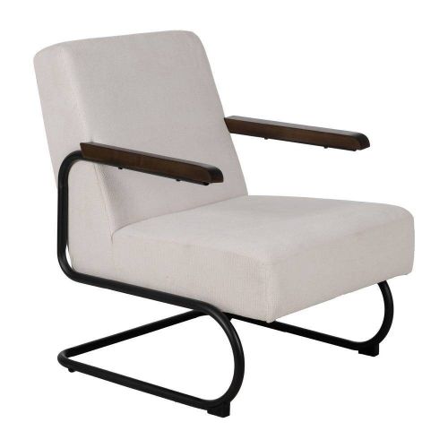 Butaca Beige de Poliéster con Base Metálica Negra 613466