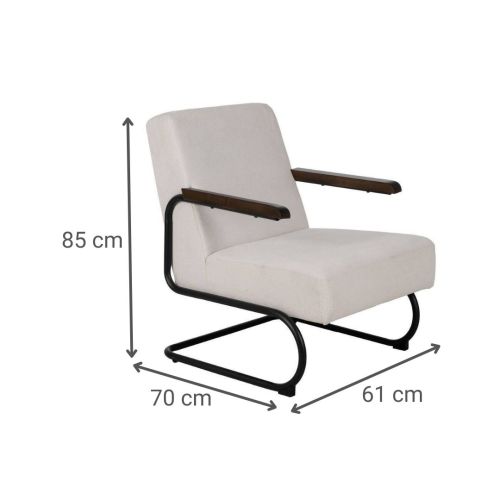 Butaca Beige de Poliéster con Base Metálica Negra 613466