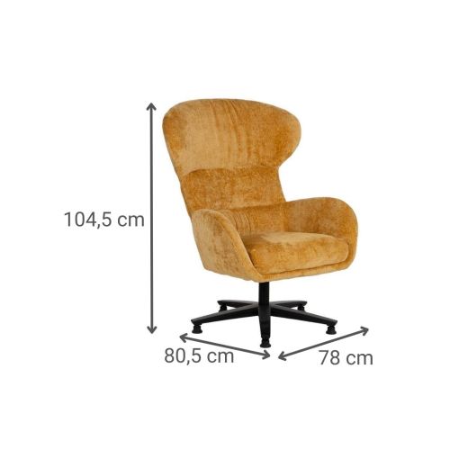 Butaca Giratoria Mostaza Tapizada con Estructura de Metal 612621