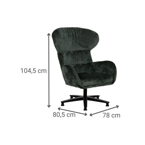 Butaca Giratoria Verde Tapizada con Estructura de Metal 612622