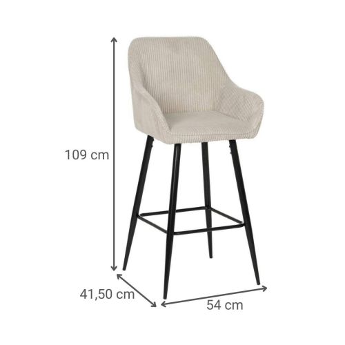 Taburete Bar CONTRACT Beige/Negro de Poliéster Pana/Hierro 612590