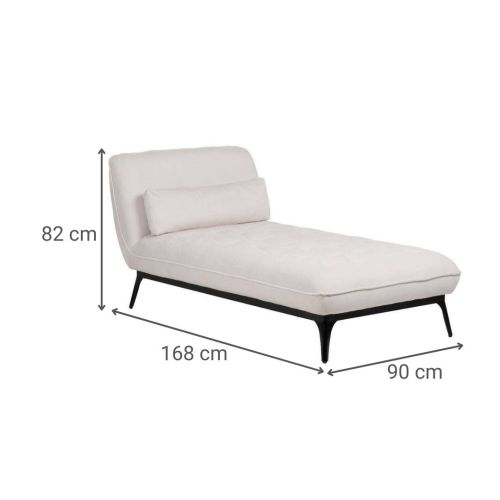 Sillón Chaiselongue Tapizado en Poliéster Patas de Metal 168 cm Color Crema 614712