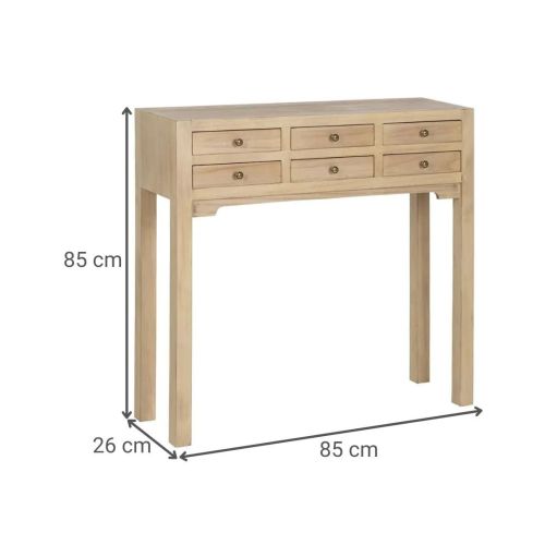 Consola Natural de DM 6 Cajones de 85 cm 614617