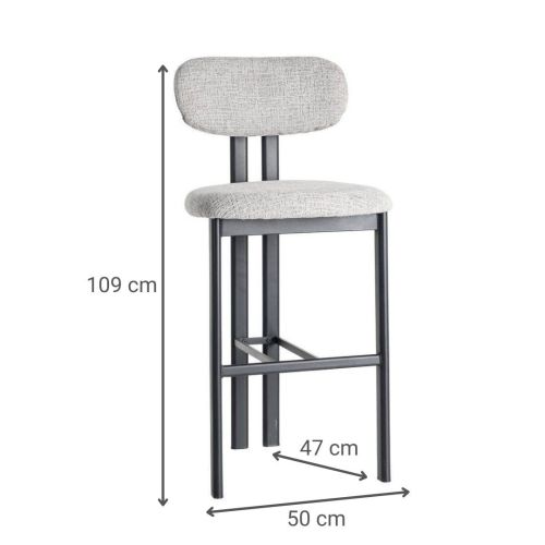 Taburete Alto 614634 Gris con Base Metálica Efecto Madera