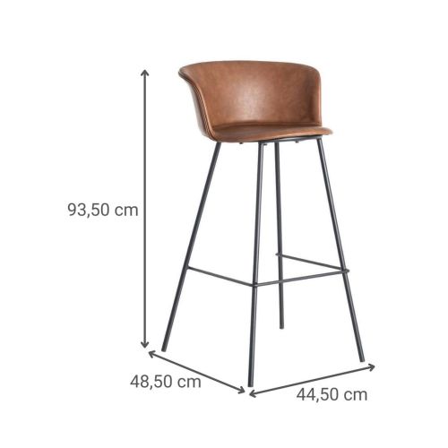 Taburete de Cocina en Símil Piel Marrón y Metal 44,50 cm 615516