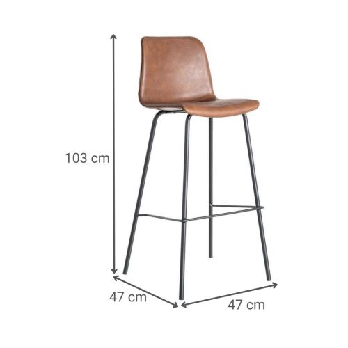 Taburete de Cocina en Símil Piel Marrón y Metal 47 cm 615510