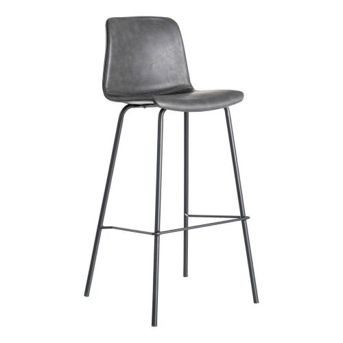 Taburete de Cocina en Símil Piel Negro y Metal 47 cm 615511