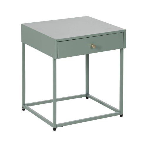 Mesita de Noche de 1 Cajón en Acero Color Verde 612602