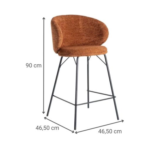 Taburete en Tejido Acabado Terracota con Patas de Metal 615489