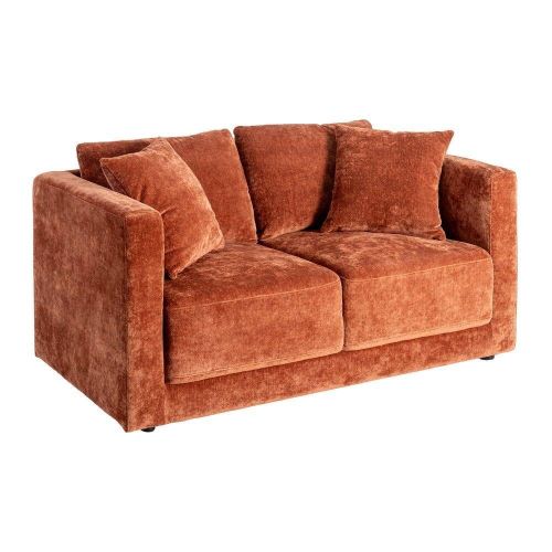 Sofá 2 Plazas de 165 cm en Tejido Teja con Patas de Madera 615450
