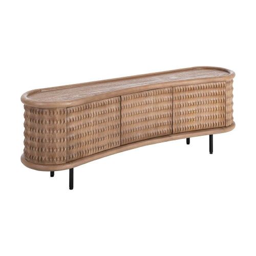 Aparador de Salón Madera de Mango Natural con 2 Puertas 615639