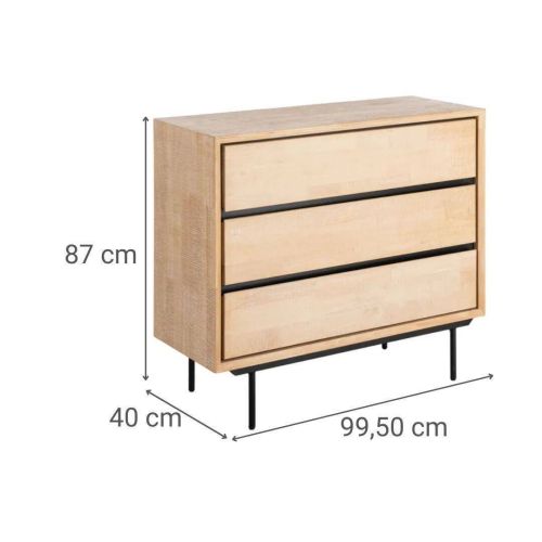 Cómoda de Dormitorio Estructura en Madera y Metal Natural-Negro 615682