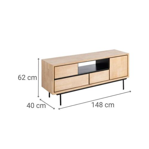 Mueble de TV Estructura de Madera con Patas Metal Negras 615686