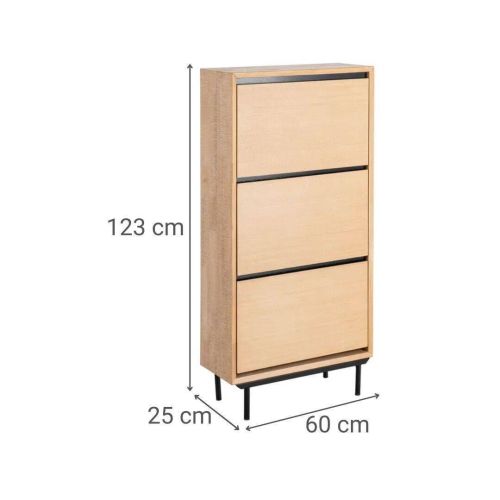 Zapatero Estructura de Madera y Metal Natural-Negro con Tres Puertas 615688