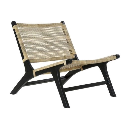 Butaca en Color Negro de Teca y Ratán Item 182318