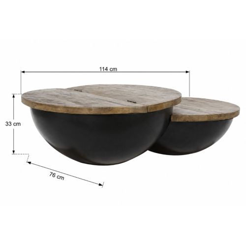 Mesa de centro Industrial con Madera y Estructura Metálica MB-189857