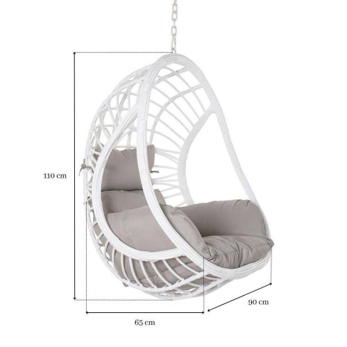 Sillón Colgante Jardín Blanco de Ratán Sintético MB-190169 sin Soporte
