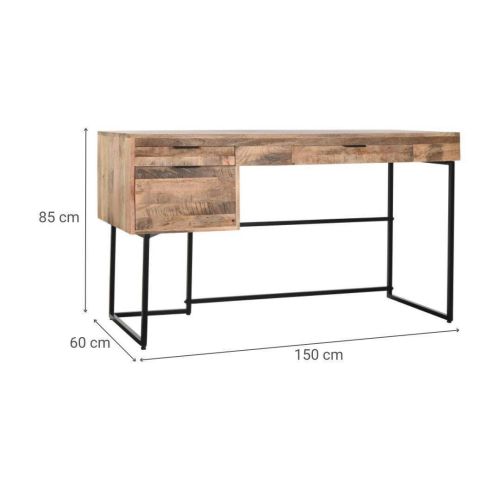 Escritorio de Madera de Mango con 3 cajones y patas de metal MB-200180