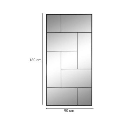Espejo de Cristal Geométrico de 90x180 cm con Marco de Hierro Color Negro ES-215376